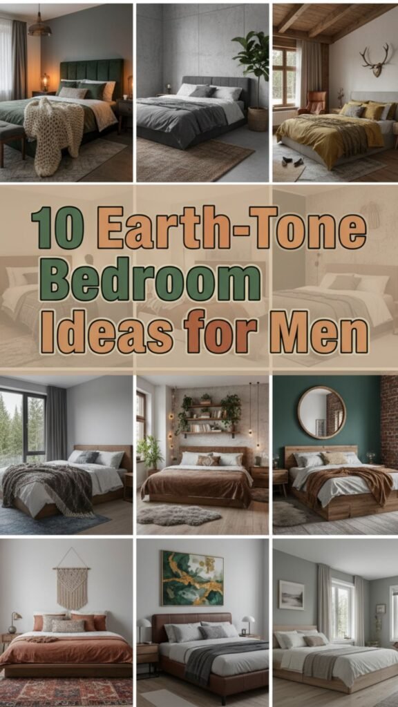 1. 10 Earth-Tone Bedroom Ideas for Men Inspired by Nature