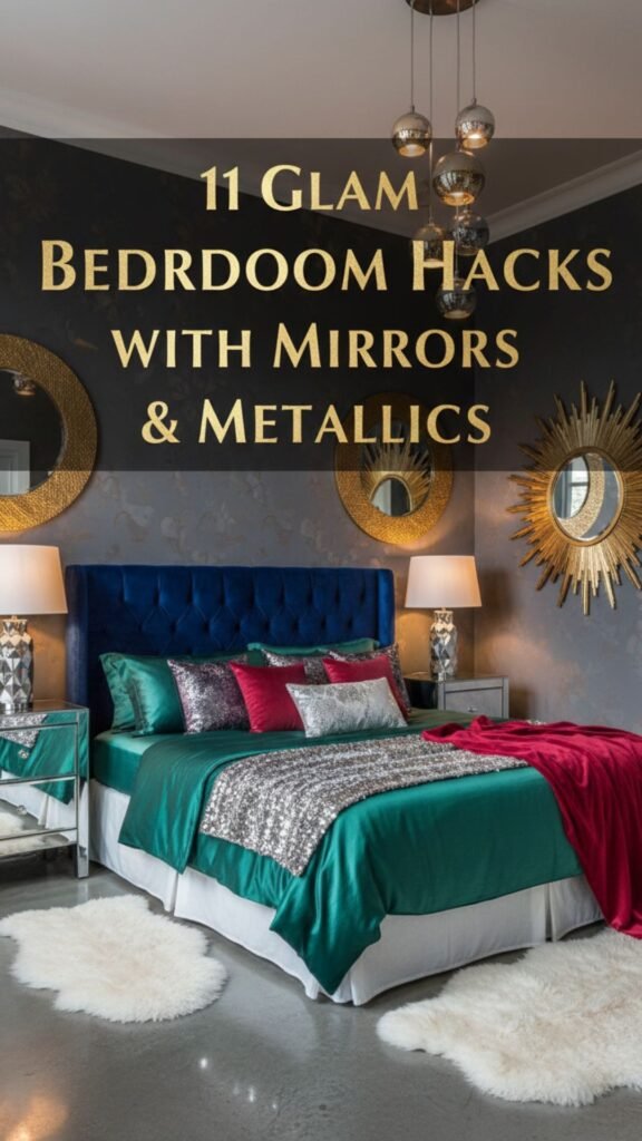 1. 11 Glam Bedroom Hacks with Mirrors & Metallics