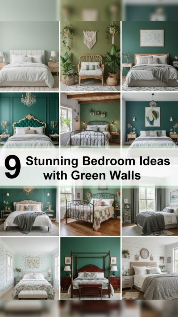 1. 9 Stunning Bedroom Ideas with Green Walls for a Boho Chic Vibe