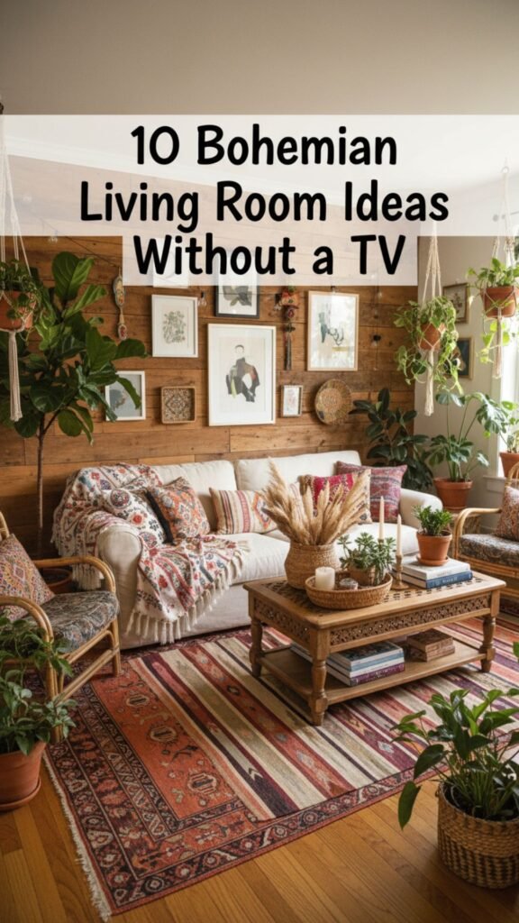 1. 10 Bohemian Living Room Designs Without a TV Wall