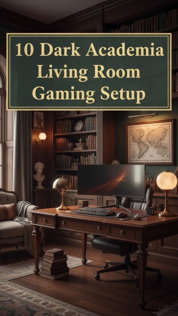 1. 10 Dark Academia Living Room Gaming Setup Ideas