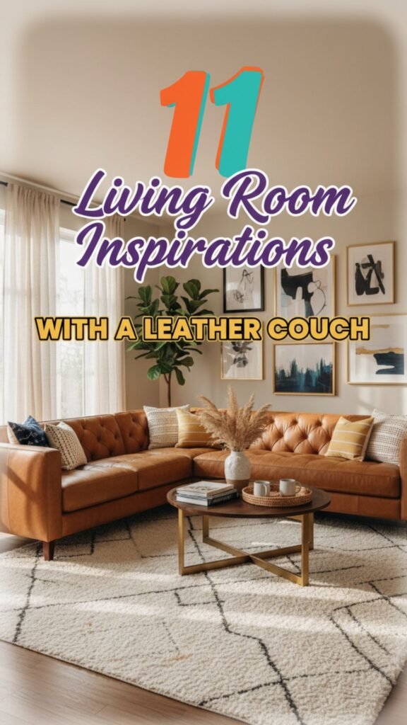 1. 11 Farmhouse Living Room Inspiration with a Leather Couch