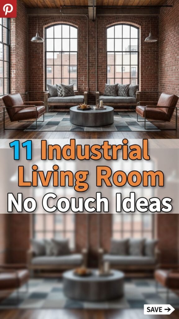 1. 11 Industrial Living Room No Couch Ideas with Urban Style