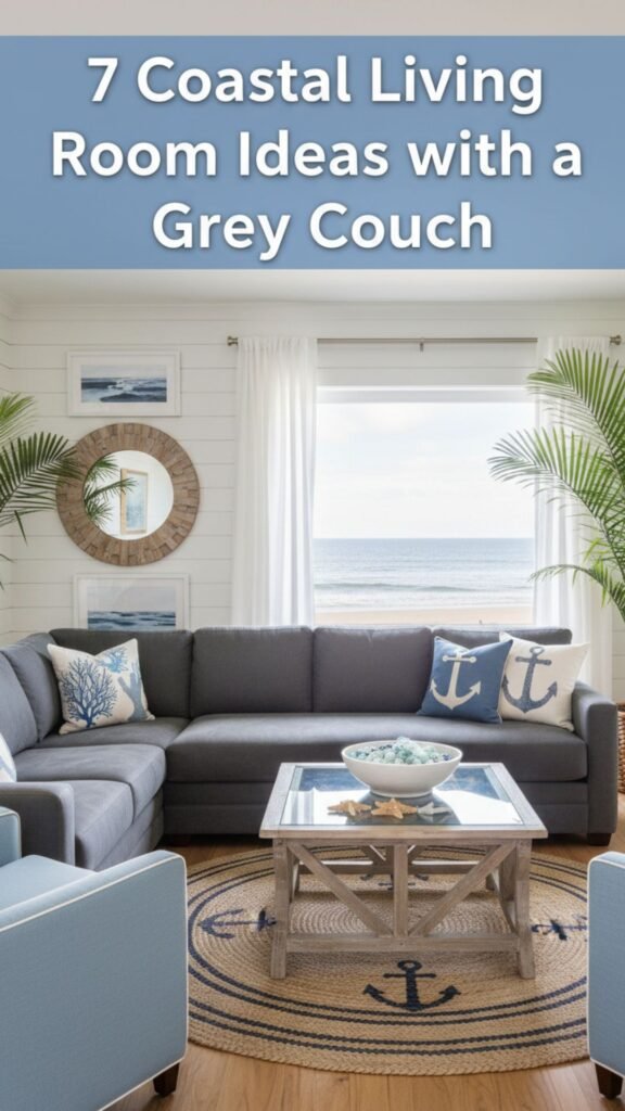 1. 7 Coastal Living Room Designs with a Grey Couch for a Fresh Vibe
