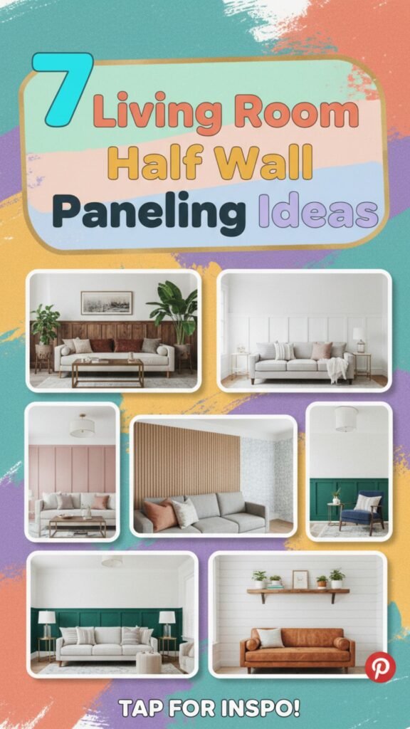 1. 7 Living Room Half Wall Paneling Ideas in Different Styles