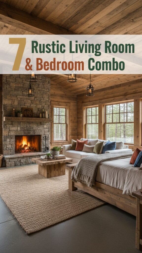 1. 7 Rustic Living Room and Bedroom Combo Ideas
