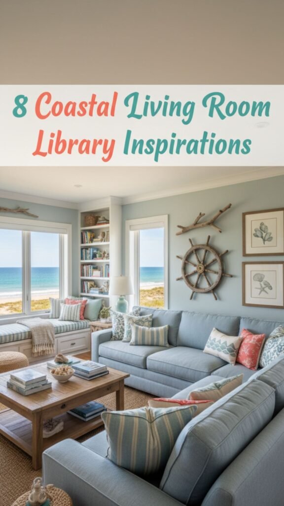 1. 8 Coastal Living Room Library Inspirations for a Breezy, Relaxed Feel