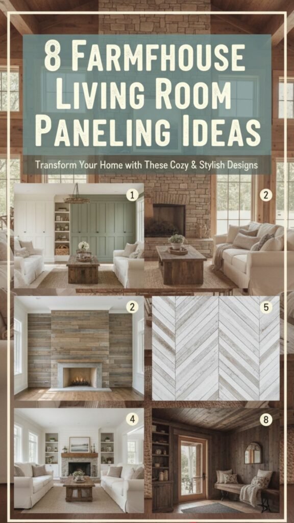 1. 8 Farmhouse Living Room Panelling Ideas That Never Go Out of Style