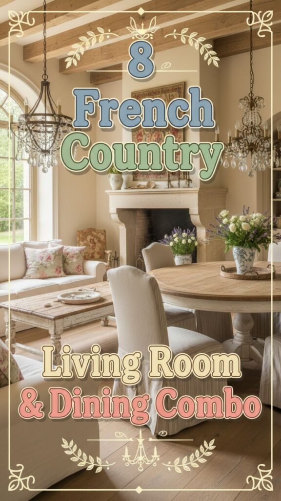 1. 8 French Country Living Room and Dining Room Combo Ideas
