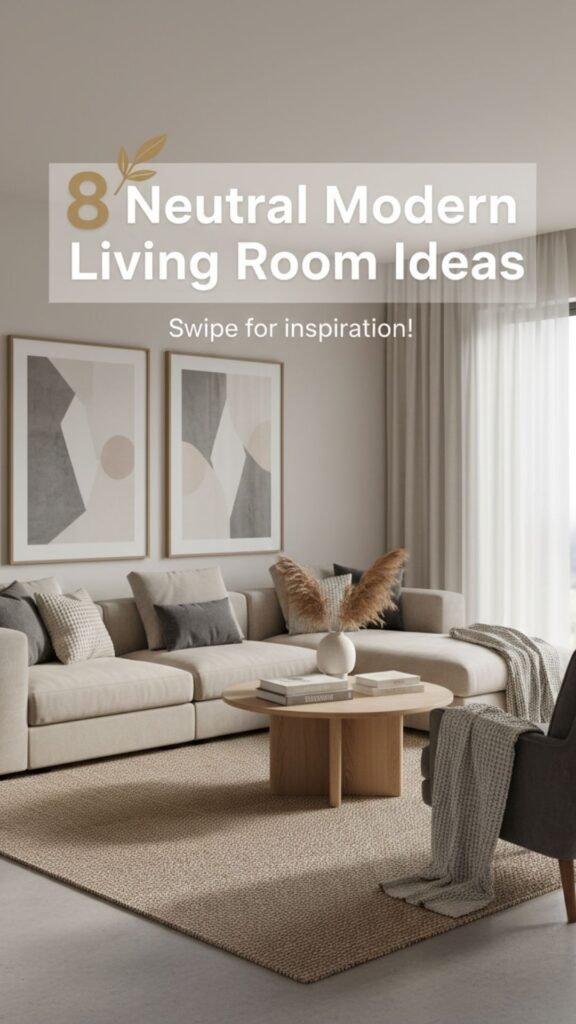1. 8 Neutral Modern Living Room Ideas for a Clean and Stylish Look