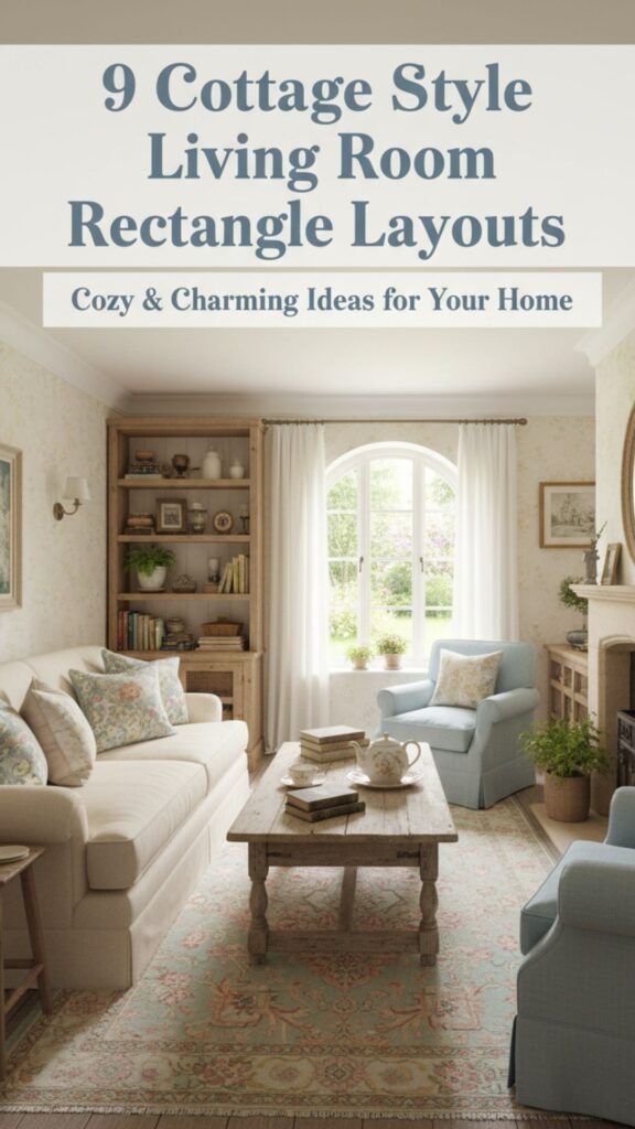 1. 9 Cottage Style Living Room Rectangle Layout Ideas for a Soft, Homely Feel