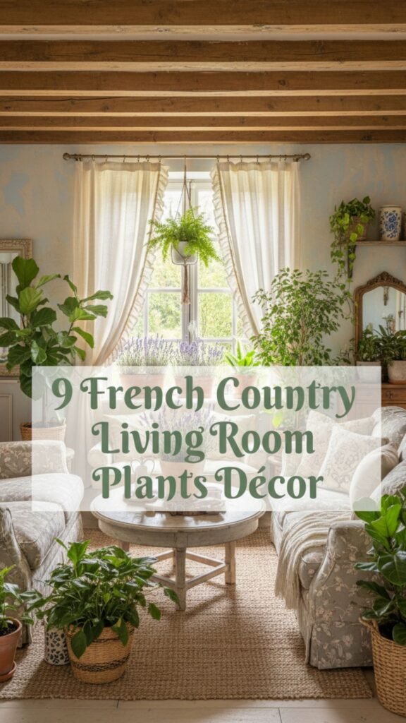 1. 9 French Country Living Room Plants Decor Ideas Full of Soft Charm