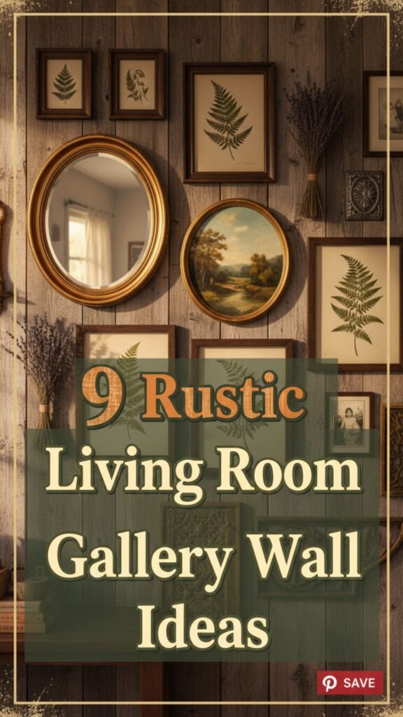 1. 9 Rustic Living Room Gallery Wall Ideas With Warmth