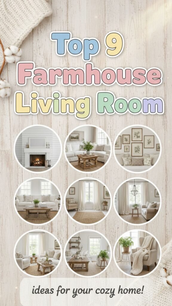 1. Top 9 Farmhouse Living Room Ideas on a Budget