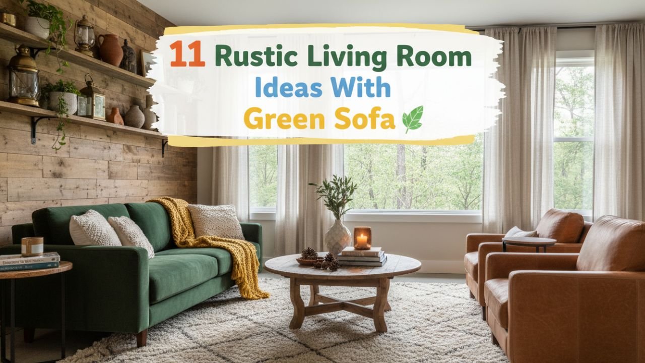 11 Rustic Living Room Ideas With a Green Sofa