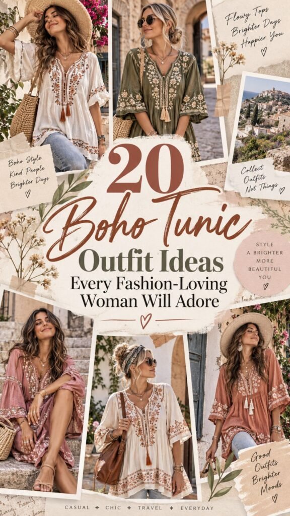 1.. 20 Boho Tunic Outfit Ideas Every Fashion-Loving Woman Will Adore