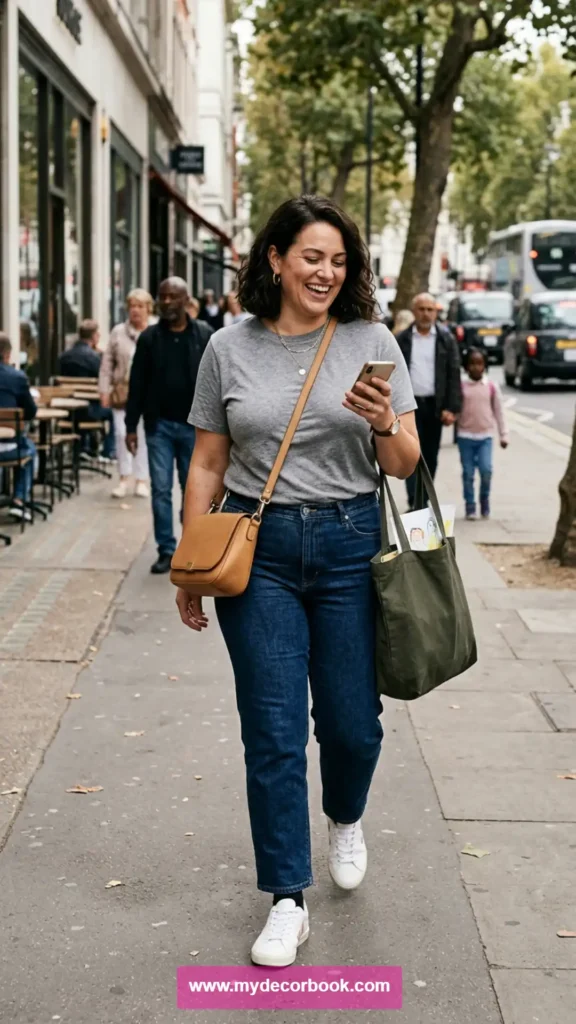 1. Classic Plus Size T Shirt With High-Waisted Jeans