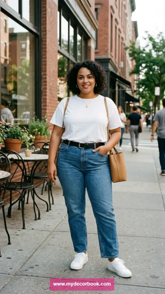 1. Classic White T-Shirt With High-Waisted Jeans