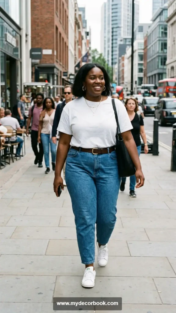 1. Oversized White T Shirt with High-Waisted Jeans for Everyday Chic