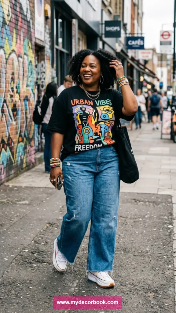 10. Graphic Tee With Wide Leg Jeans