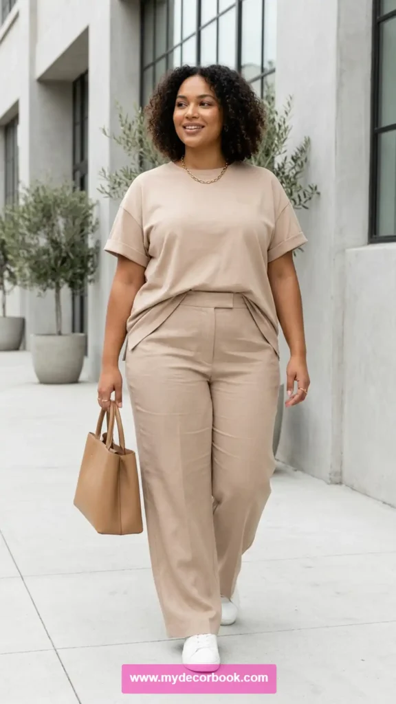 10. Monochrome Plus Size T Shirt Outfit