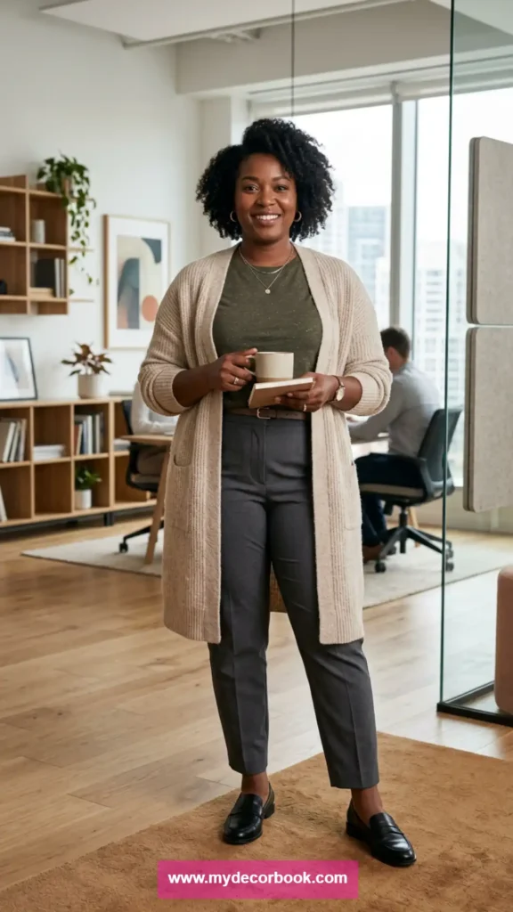 10. Plus Size T Shirt Under a Cardigan