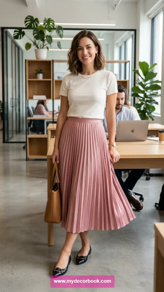 11. T Shirt With Pleated Midi Skirt