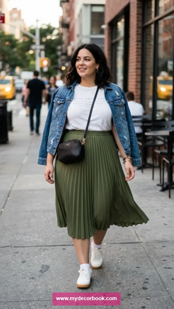 11. T Shirt With Pleated Skirt Street Style