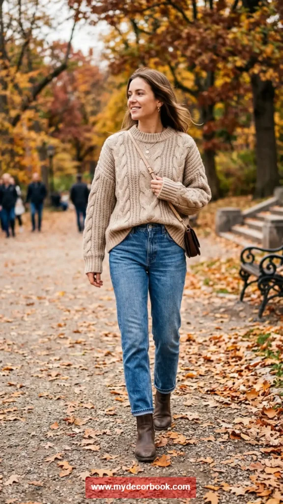 12. Casual Sweater with Straight-Leg Jeans