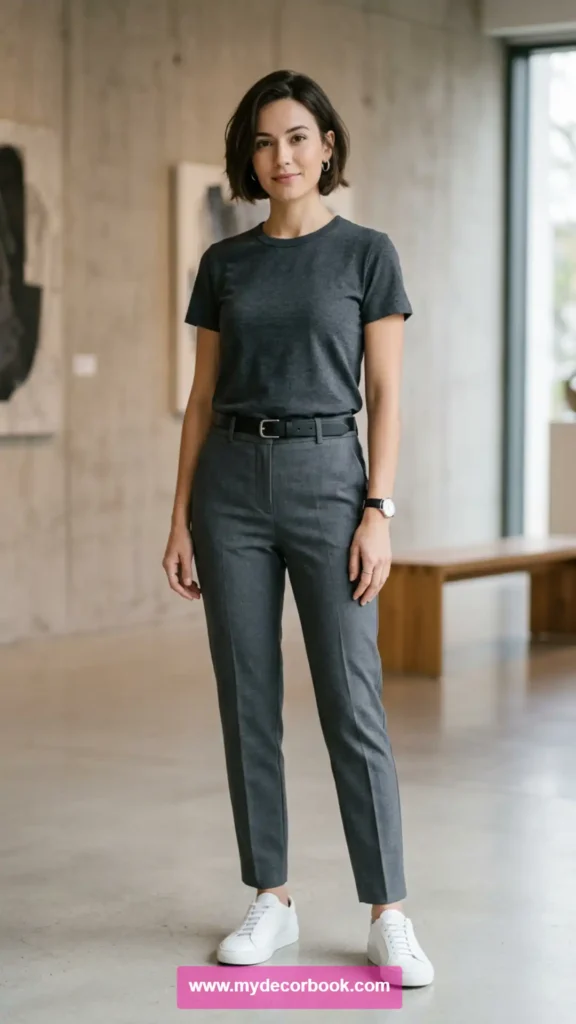 12. Monochrome T-Shirt Outfit