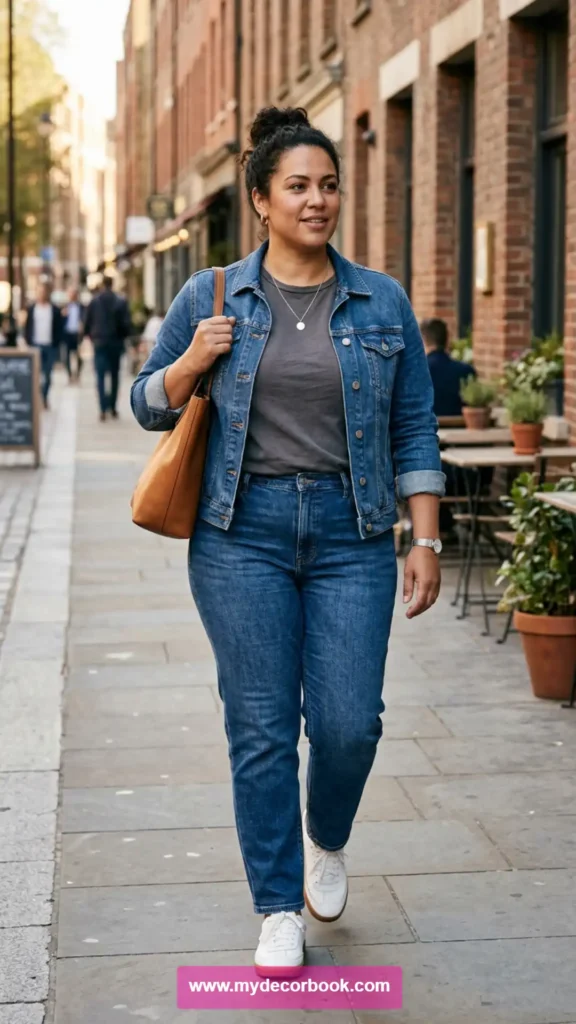 12. Plus Size T Shirt Under a Denim Jacket