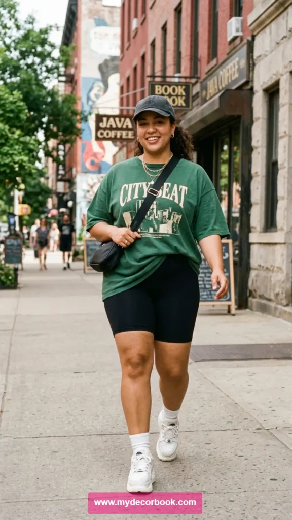 12. Plus Size T Shirt With Bike Shorts