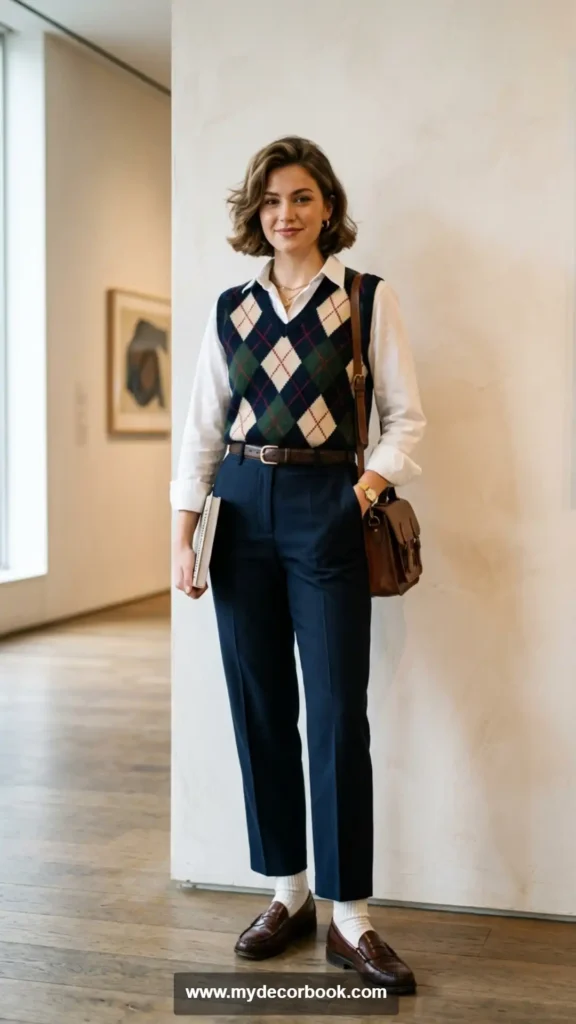 12. Sweater Vest Over a Button-Up Shirt