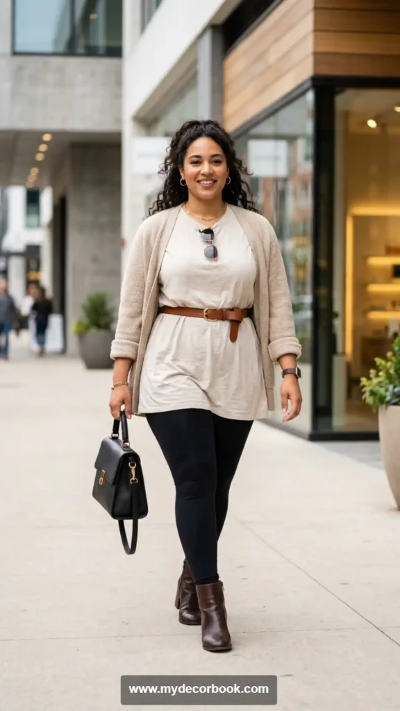 12. T-Shirt Dress Style with Leggings
