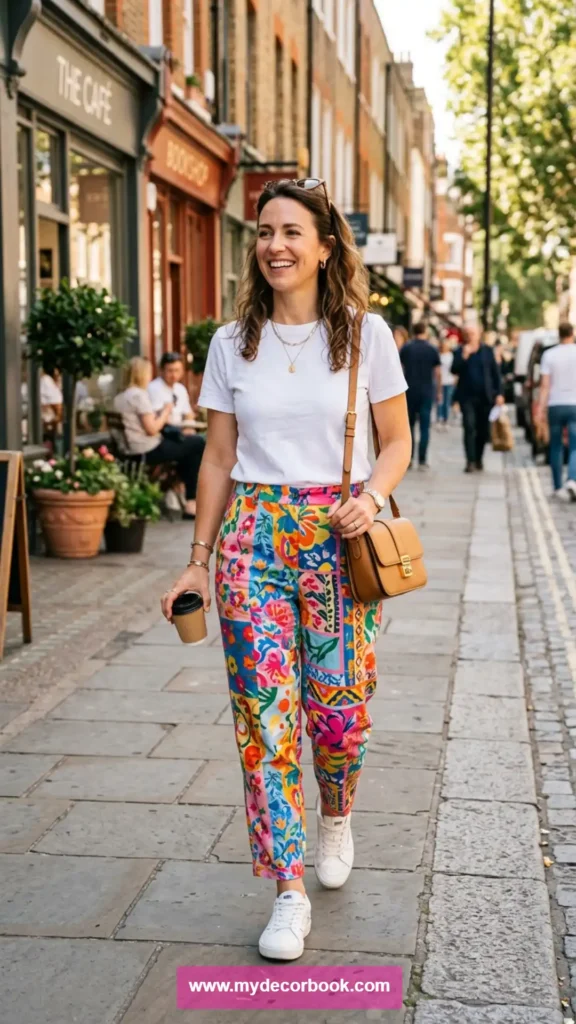 12. White T Shirt With Colored Pants