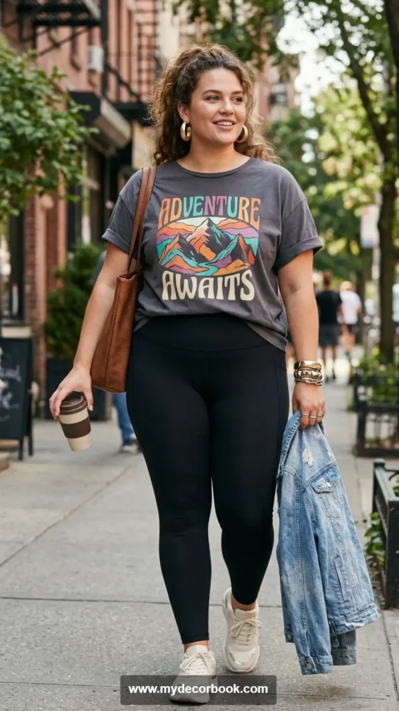 13. Graphic Tee With Plus Size Leggings