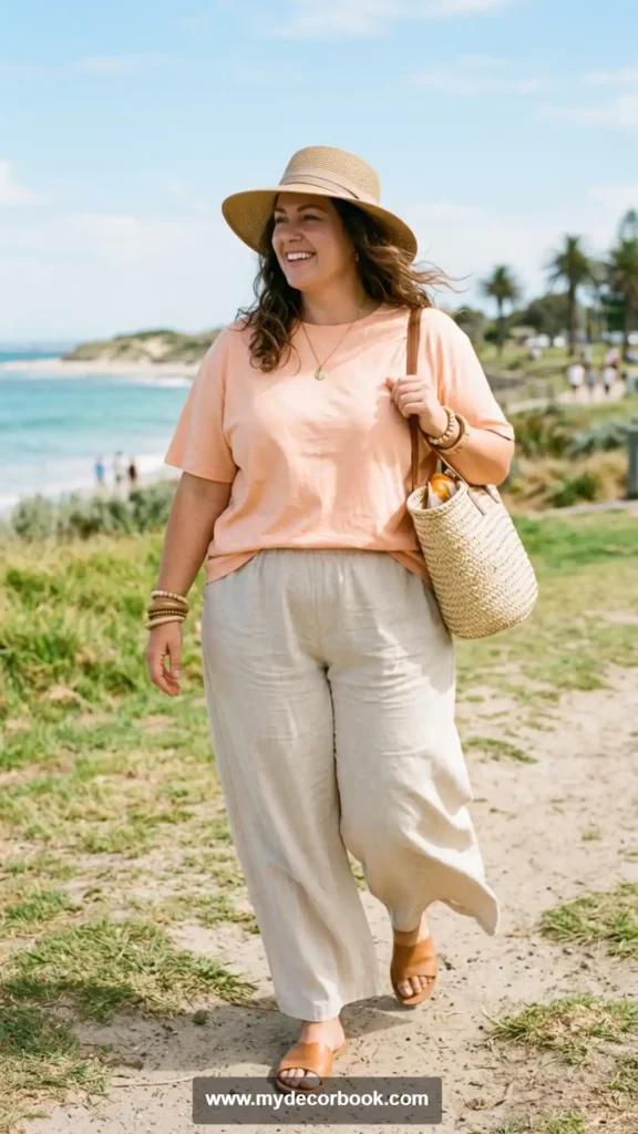 13. Oversized T Shirt with Linen Pants for Breezy Style