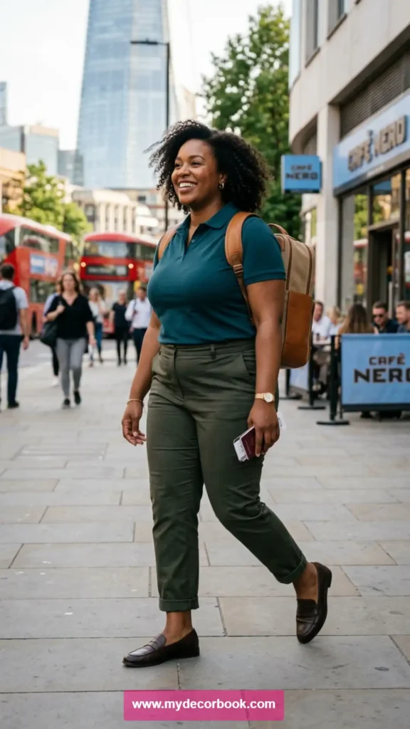 13. Plus Size Polo T Shirt With Casual Pants