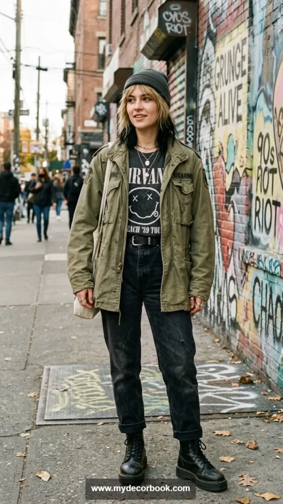 14. Army Jacket With Graphic Tee