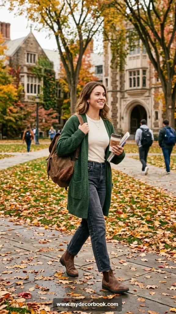 14. Long Cardigan With Basic Tee and Jeans
