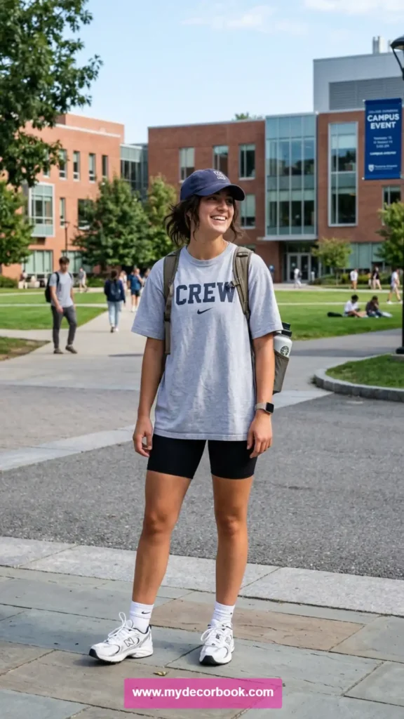 14. Oversized T-Shirt With Biker Shorts