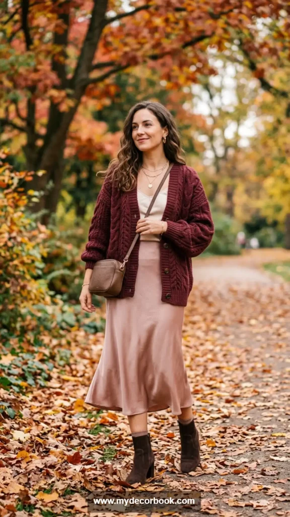 14. Slip Skirt With Cozy Knit Cardigan
