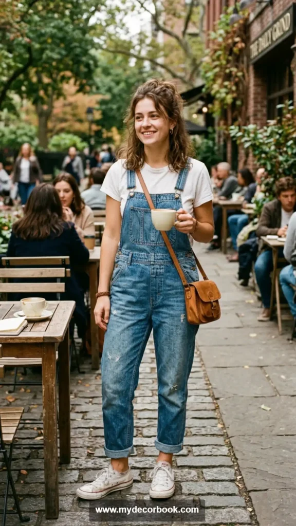 15. Denim Overalls With Simple Layering