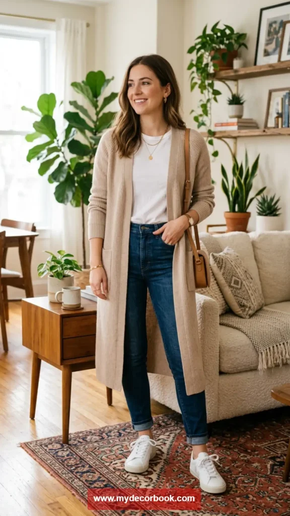 15. Long Cardigan with Basic Essentials