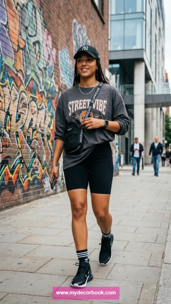 15. Oversized T Shirt With Biker Shorts