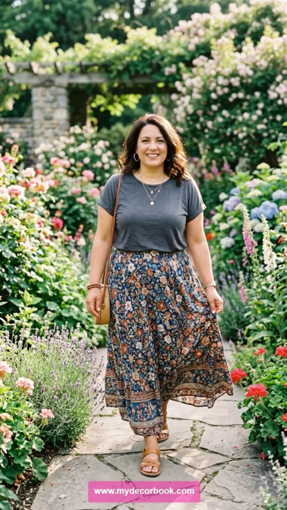 15. Plus Size T Shirt With Maxi Skirt