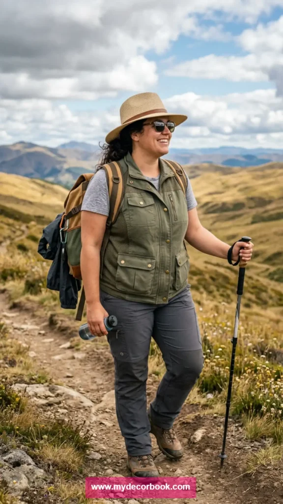 15. Plus Size T Shirt With Utility Vest for Outdoor Adventures