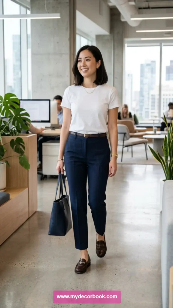 15. T Shirt With Ankle Pants and Loafers