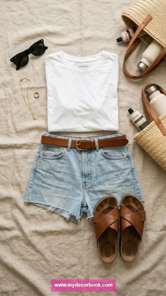 15. T Shirt With High-Waisted Shorts