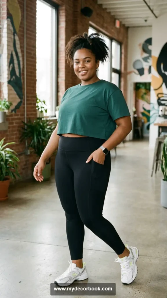 16. Cropped T-Shirt with High-Waisted Leggings